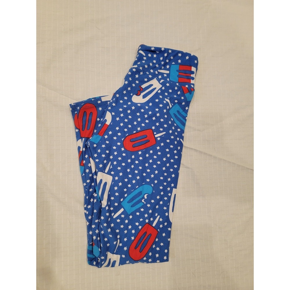 LuLaRoe OS AMERICANA July 4th BLUE Patriotic POPSICLE Leggings